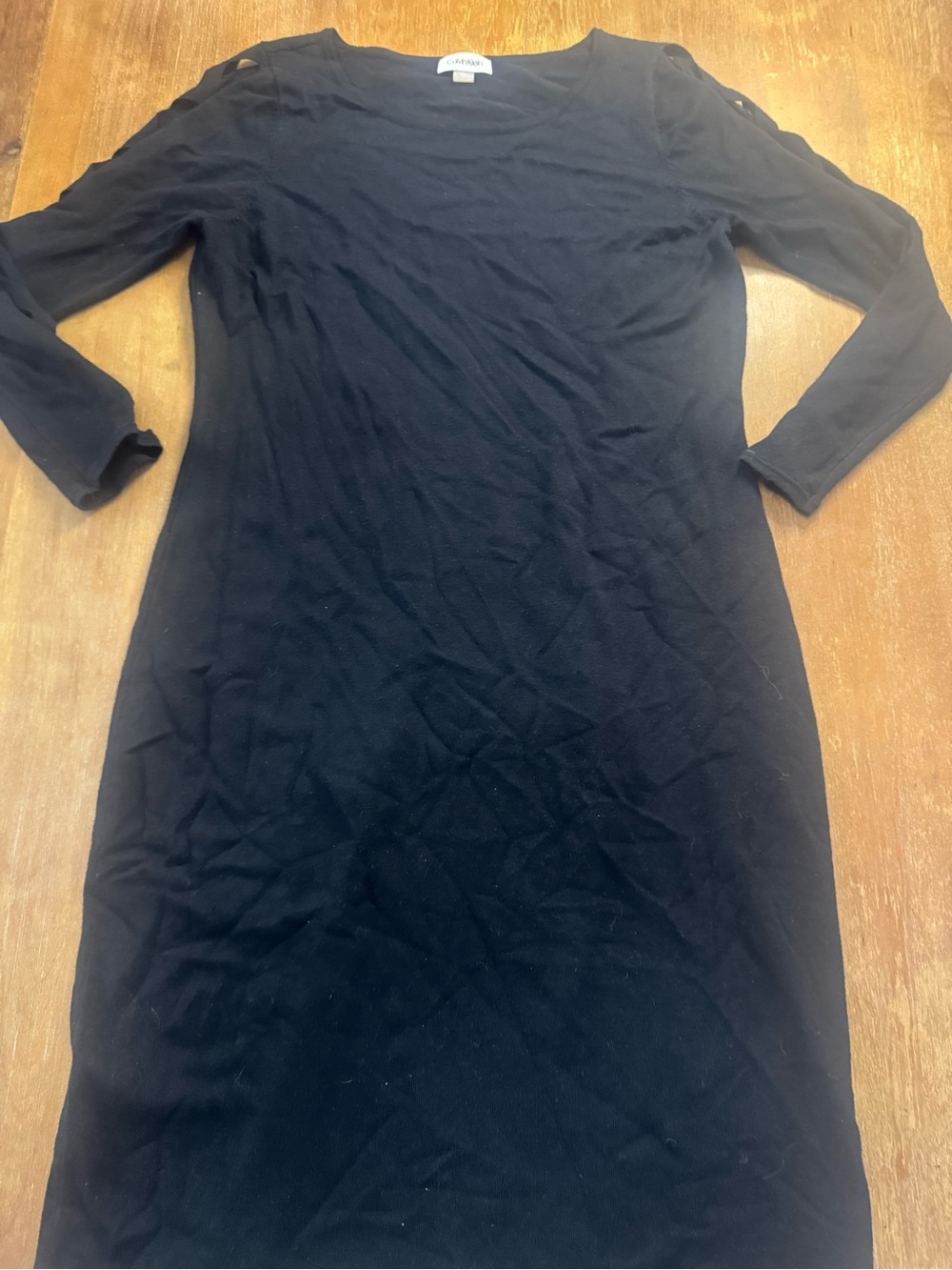 Calvin Klein Black Long-Sleeve Knit Shift Dress
